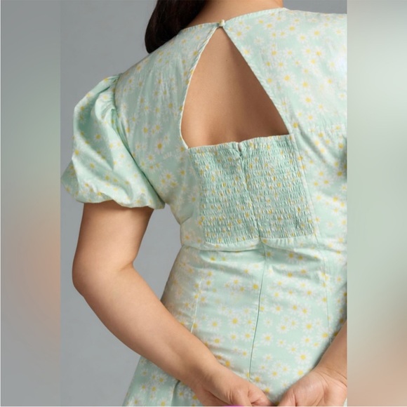 MAEVE Puff-sleeve Pleated Dress Mint Green With Daisies Size:XL NWT - Picture 6 of 7